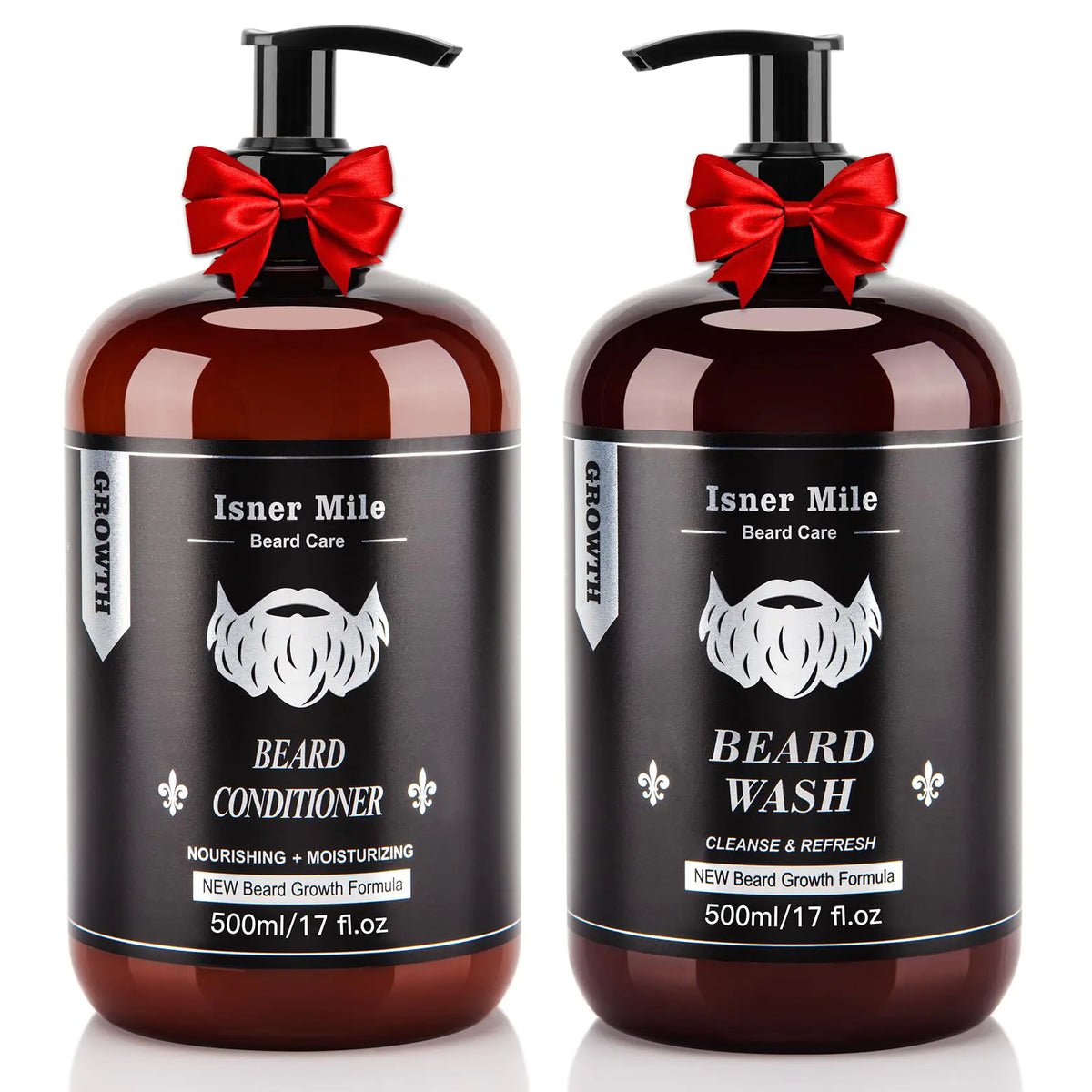 ISNER MILE Beard Wash and Conditioner Set 17 oz New Formula with Biotin Argan & Jojoba Oils Smooth Soften Strengthen Shampoo with Oil Gifts for Men Mimarta