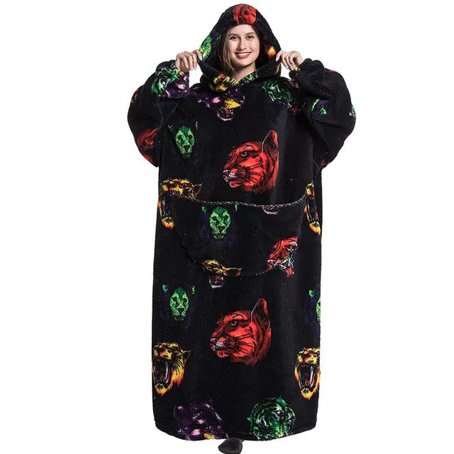 Oversized Long Blanket Hoodie Autumn Winter Fleece Rieworkes