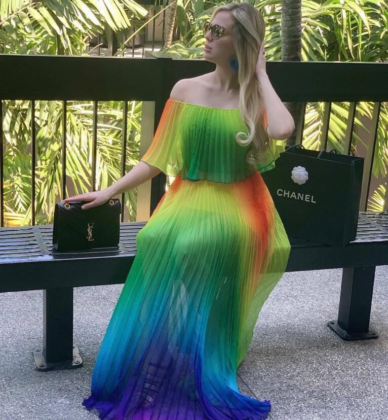 Gradient Pleated Sexy Dress Mimarta