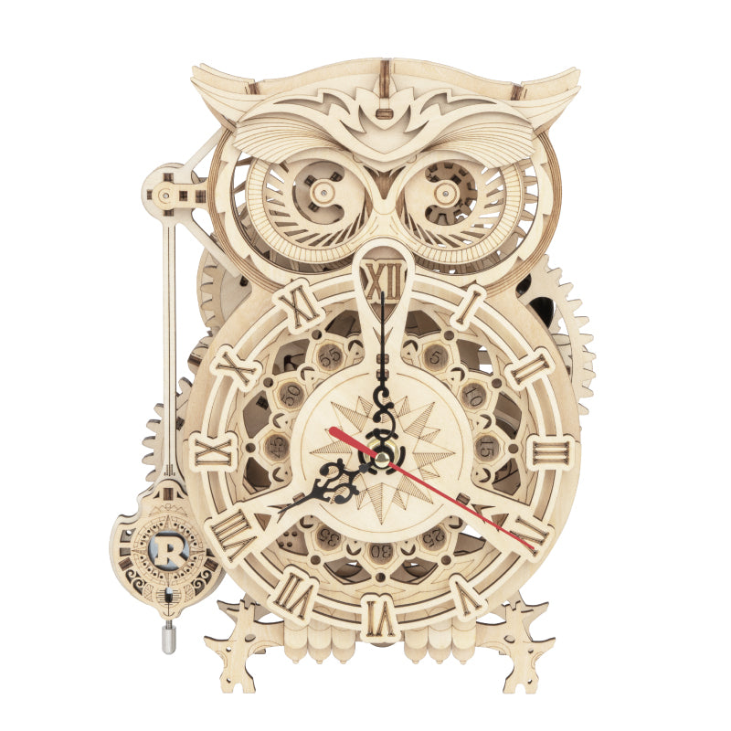 DIY Wooden Mechanical Owl Clock Model for Home Decor Mimarta