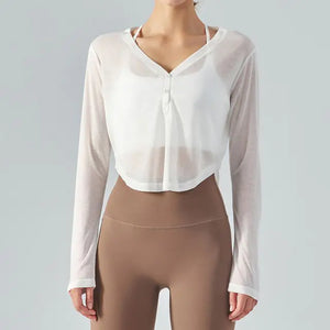 V-Neck Long Sleeve Yoga Top Sports Shirt Rieworkes