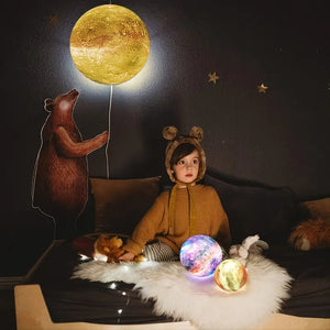 16-Color 3D LED Moon Light with Stand - Night Light Mimarta
