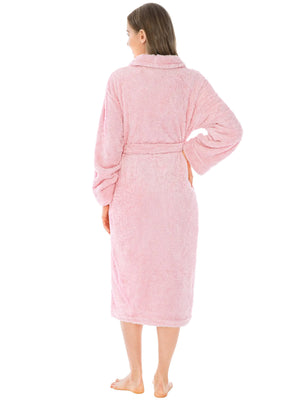PAVILIA Premium Womens Plush Soft Robe Fluffy, Warm, Fleece Sherpa Shaggy Bathrobe 2X-3X Light Pink Rieworkes