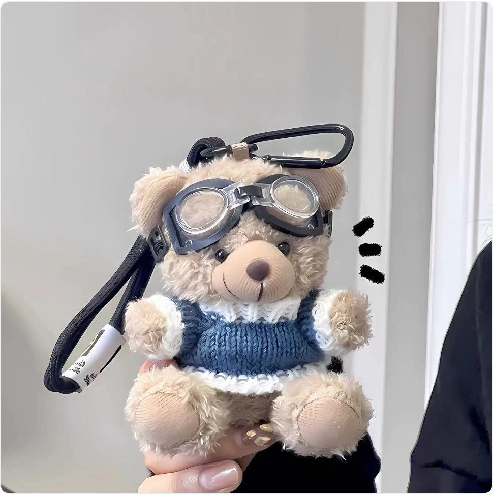 Cartoon Pilot Bear Plush Keychain Mimarta