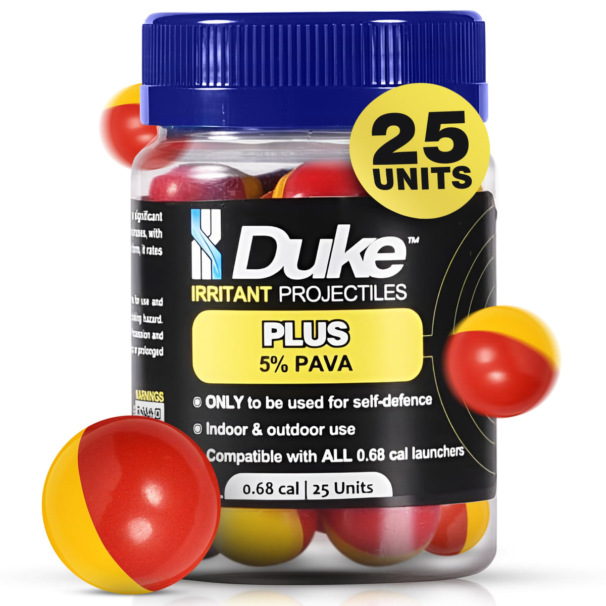 Duke Plus 68 Caliber Self Defense Balls - Non Lethal 68 Cal Ammo Pepper Spray Paintballs Pepper Spray Ammo Defense Spray Projectile Pepperspray Rounds Pepper Gas Spray Rounds - 25 Count - 5% PAVA Mimarta