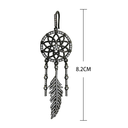 Silver Dreamcatcher Earrings with Lion & Feather Design Mimarta