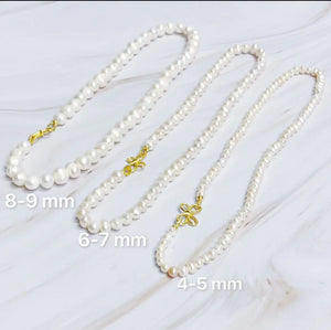 Clover Clasp Genuine Pearl Necklace Rieworkes