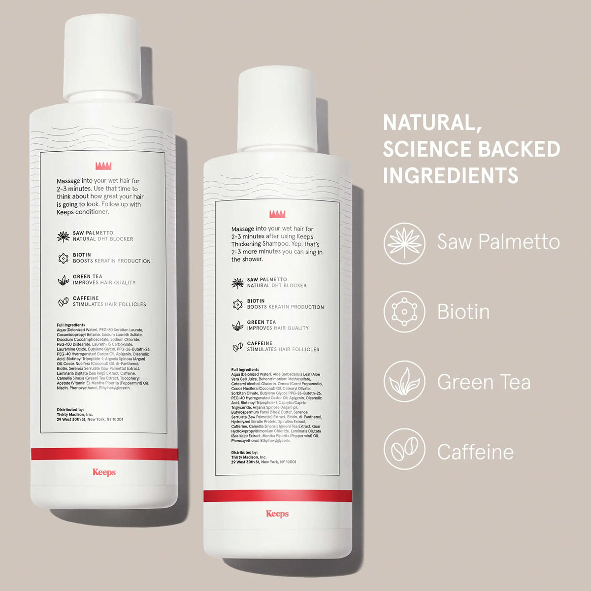 Keeps Hair Growth Shampoo and Conditioner Set - Treatment for Thinning Hair and Hair Regrowth - Men's Hair Products Infused with Biotin, Caffeine, & Saw Palmetto Shampoo & Conditioner Set Rieworkes