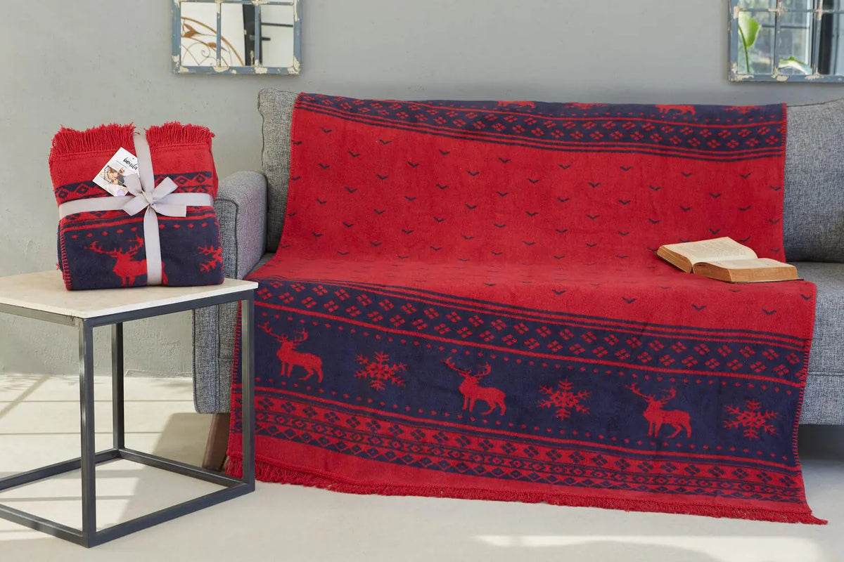Dolce Bonita Home Cotton TV Blanket 127X155 Deer, Red Rieworkes