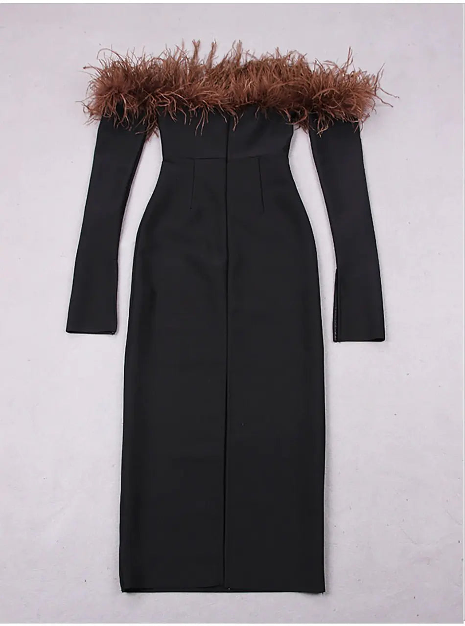 Feather Strapless Dress Rieworkes