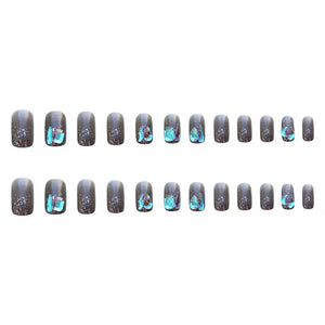 24 Pcs Luxury Purple Starry Short Fake Nails Set Mimarta