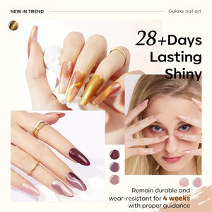 modelones Cat Eye Gel Nail Polish Set 6 Colors, Glitter Nude Shiny Champagne Burgundy Gold Magnetic Effect Sparkle Stunning Home Nail Art Gel Kit Gift A- Cosmo Party Rieworkes
