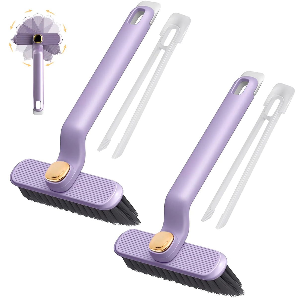 2 PCS Rotating Crevice Cleaning Brush Upgrade Hard Bristle Brush Hand-held Gap Cleaning Brush 360° Rotating Crevice Cleaning Tool Household Cleaning Brush for Kitchen Bathroom Bathtub Tiles Window Mimarta