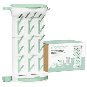Momcozy DIY Larger Bottle Drying Rack for 18 Bottles Space Saving Countertop Vertical Rack with Brushes Holder Detachable Travel Bottle Rack for Baby Accessories & Pump Parts Mimarta