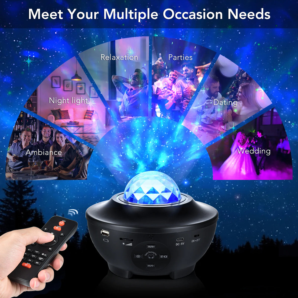 Black Galaxy Projector with 360° Starry Sky Light Rieworkes