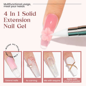 MIZHSE Solid Builder Gel, Nail Sculpture Gel Non-Sticky 4 Colors Nude Clear White Pink Hard Builder Gel Nails UV LED Nail Extension Gel For Nail Salon Home Manicure C-Classic Colors * 4 Rieworkes