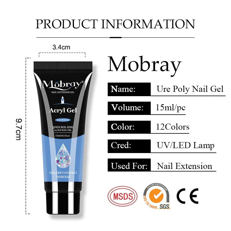 Poly Acrylic Gel: 15ML UV Gel for Nail Extension - 38 Colors Rieworkes