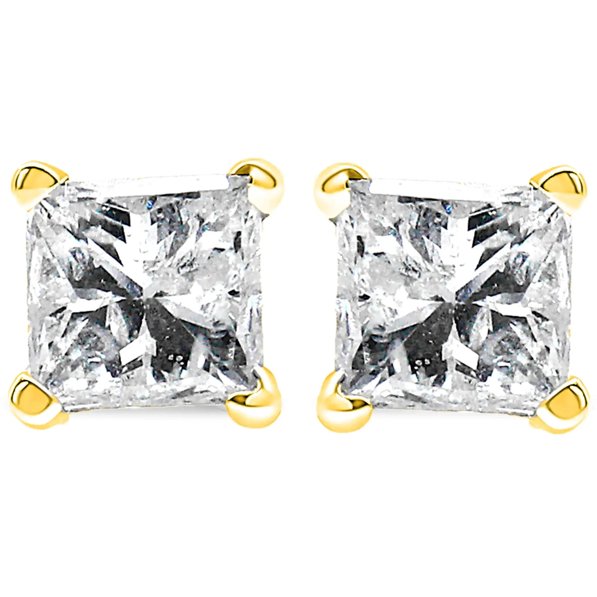 IGI Certified 1/2 Cttw Princess-Cut Square Diamond 4-Prong Solitaire Stud Earrings in 14K Yellow Gold (I-J Color, SI1-SI2 Clarity) Rieworkes