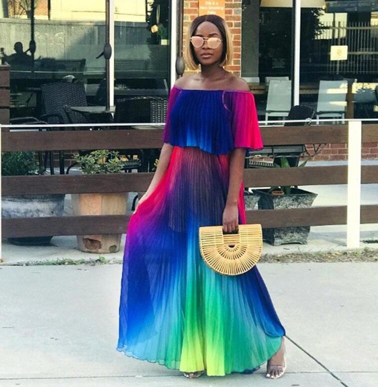 Gradient Pleated Sexy Dress Mimarta