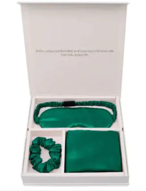Luxury Silk Sleep Gift Set: Eye Mask, Pillowcase & Scrunchie in Gift Box Mimarta