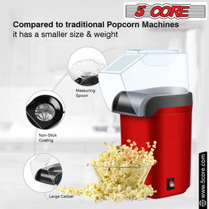 5Core Popcorn Machine 16 Cup Hot Air Popper Mini Portable Electric Pop Corn Maker RED - Rieworkes