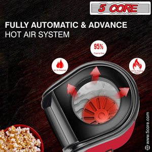 5Core Popcorn Machine 16 Cup Hot Air Popper Mini Portable Electric Pop Corn Maker RED - Rieworkes