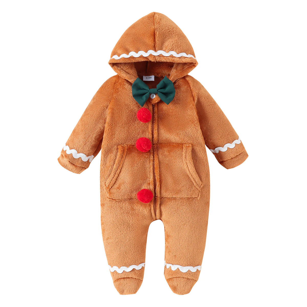 Baby Christmas Gingerbread Romper with Hat Rieworkes