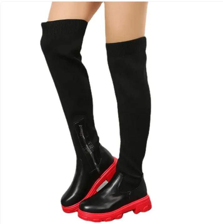 Cozy Knitted Platform Boots Rieworkes