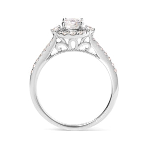 GIA Certified 14k White Gold 4/5 Cttw Diamond Halo Engagement Ring (G-H Color, SI1-SI2 Clarity) Rieworkes