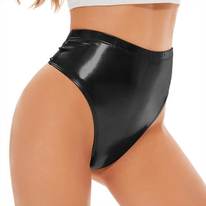 Zando Metallic Black Shorts for Women Sexy Faux Black Leather Shorts High Waisted Rave Booty Shorts for Women Shiny Rave Bottoms for Festival Black Metallic Shorts HotPants Black Cheeky Shorts S Mimarta