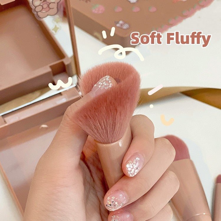 5PCS Soft Fluffy Makeup Brushes Set With Mirror - Rieworkes