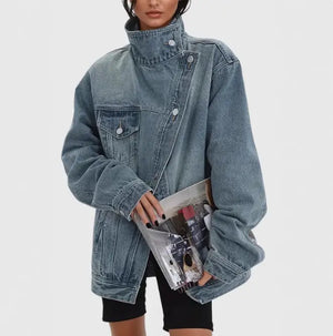 Irregular Wash Denim Coat Rieworkes