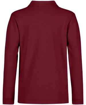 Nautica Boys' School Uniform Long Sleeve Polo Shirt, Button Closure, Comfortable, Breathable Fabric 6 Burgundy Rieworkes