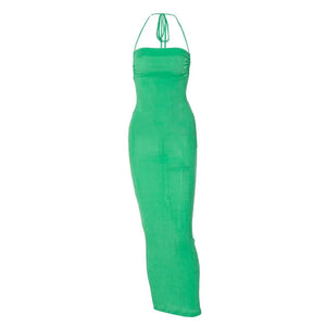 Open Back Slim Cami Strap Long Dresses Rieworkes