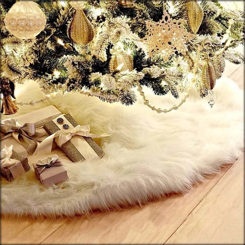 Creative White Plush Christmas Tree Skirts Rieworkes