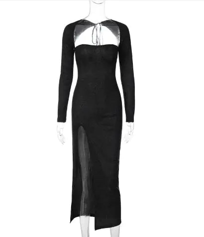 Slim Fit Slit Long Sleeve Dress Rieworkes