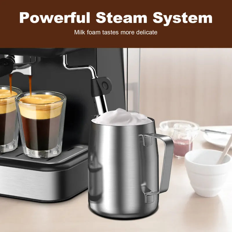 Geek Chef Espresso Machine, Espresso&Cappuccino Latte Maker 20 Bar Coffee Machine Compatible With ESE POD Capsules Filter&Milk Frother Steam Wand, 950W, 1.5L Water Tank,Ban Rieworkes
