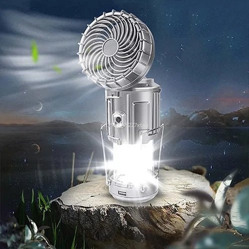 6 in 1 Portable Camping Solar Lantern With Fan - Rieworkes