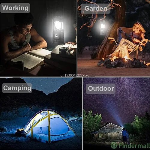 6 in 1 Portable Camping Solar Lantern With Fan - Rieworkes