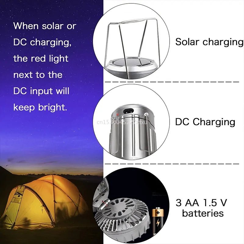 6 in 1 Portable Camping Solar Lantern With Fan - Rieworkes