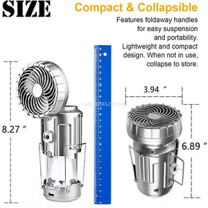 6 in 1 Portable Camping Solar Lantern With Fan - Rieworkes