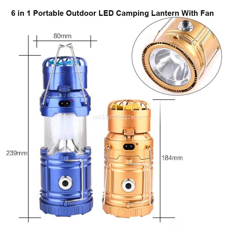 6 in 1 Portable Camping Solar Lantern With Fan - Rieworkes