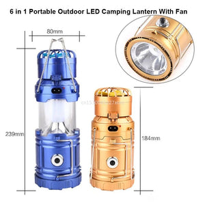 6 in 1 Portable Camping Solar Lantern With Fan - Rieworkes