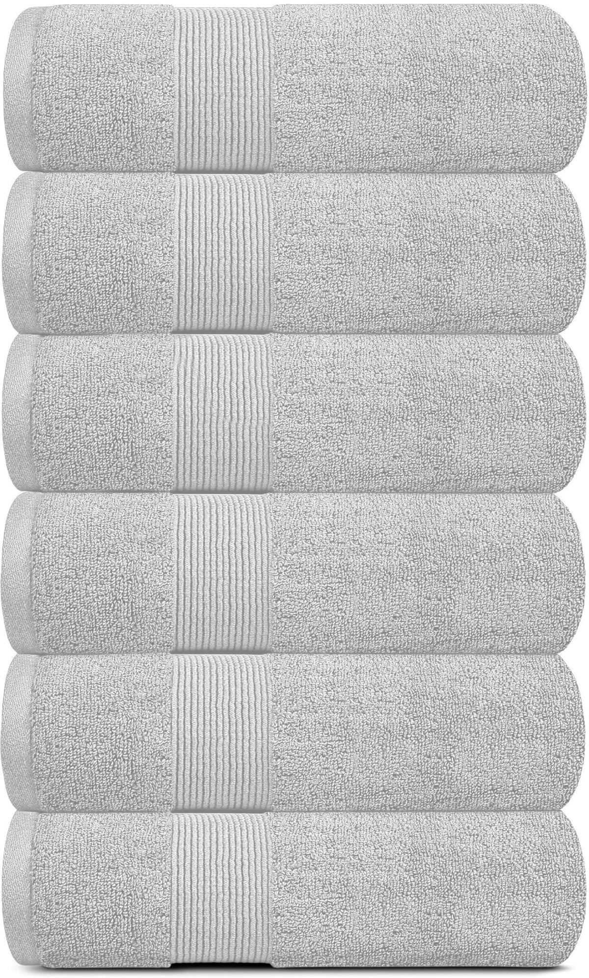 6 Pcs Resort Collection Soft Hand Towels 16x27 in Luxury Plush Cotton Light Gray - Rieworkes