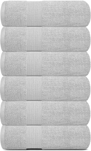 6 Pcs Resort Collection Soft Hand Towels 16x27 in Luxury Plush Cotton Light Gray - Rieworkes