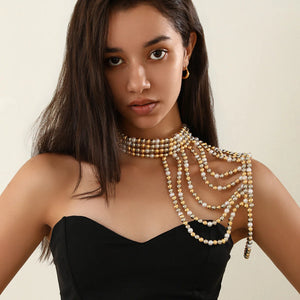 Multi-Layer Tassel Pearl Shoulder Chain Rieworkes