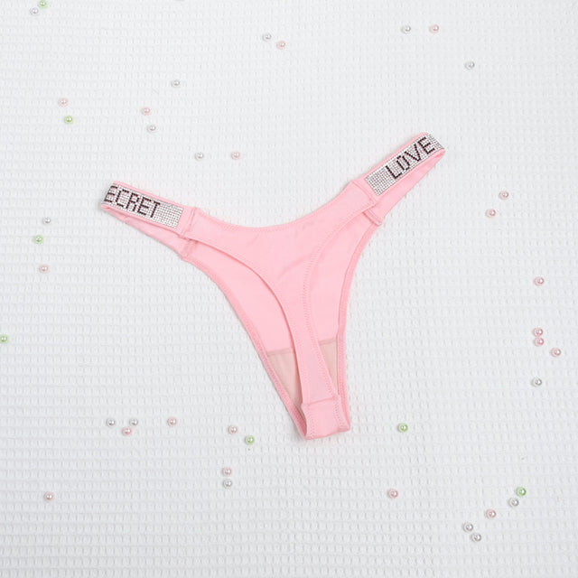 Low Waist Rhinestone Thong Panties for Women Fitness Mimarta