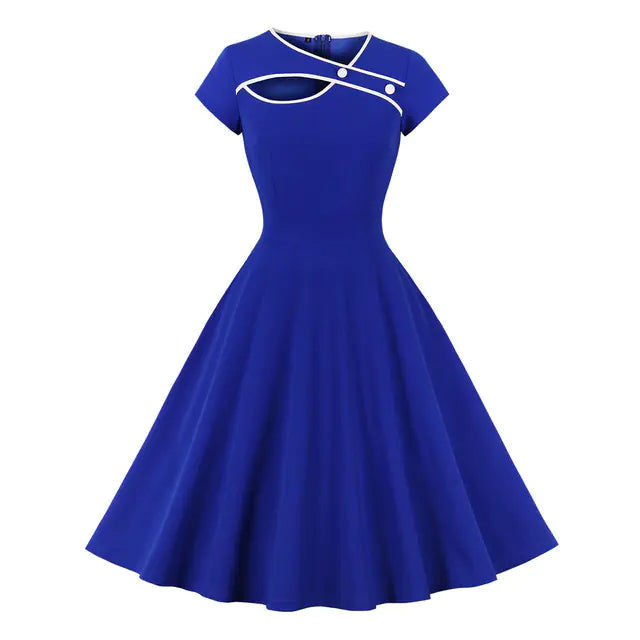Elegant 1950s Embroidered Mesh Retro Party Dress Mimarta