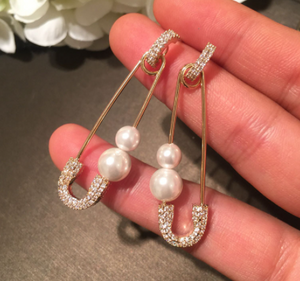 S925 Silver Earrings with Crystal Pearl Studs Mimarta