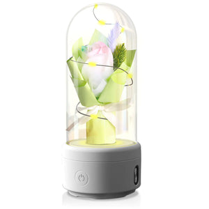 Creative 2 In 1 Bouquet LED Light And Bluetooth-compatible Speaker Mother's Day Gift Rose Luminous Night Light Ornament In Glass Cover Rieworkes